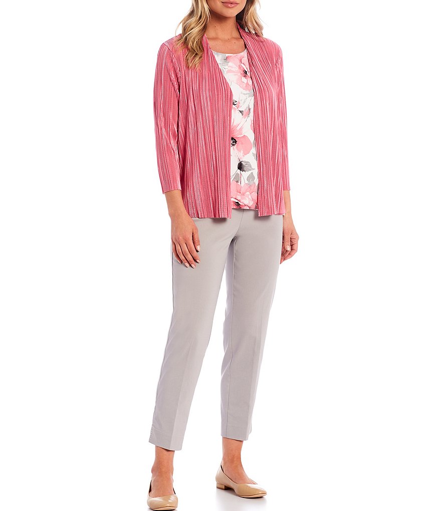 Allison Daley Petite Size Tech Stretch Embellished Hem Detail Pull-On Ankle Pants