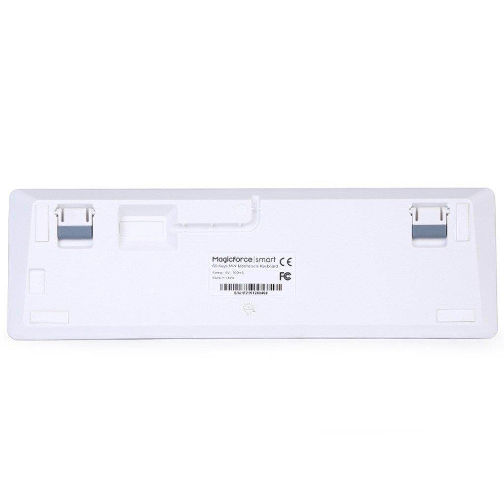 Mechanical Keyboard Wired Keyboard Blue Switch 68-Keys Mini Design (60%) Gaming Keyboard White Silver by Magicforce Qisan