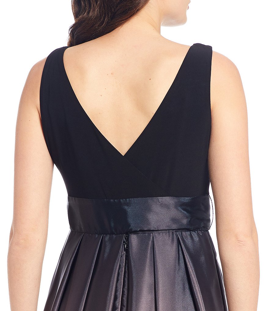 Ignite Evenings Petite Size Boat Neck Ombre Satin Bow Sleeveless Gown