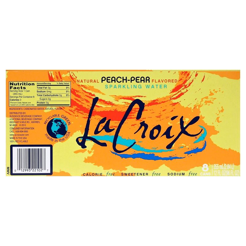 LaCroix Peach-Pear Sparkling Water - 8pk/12 fl oz Cans