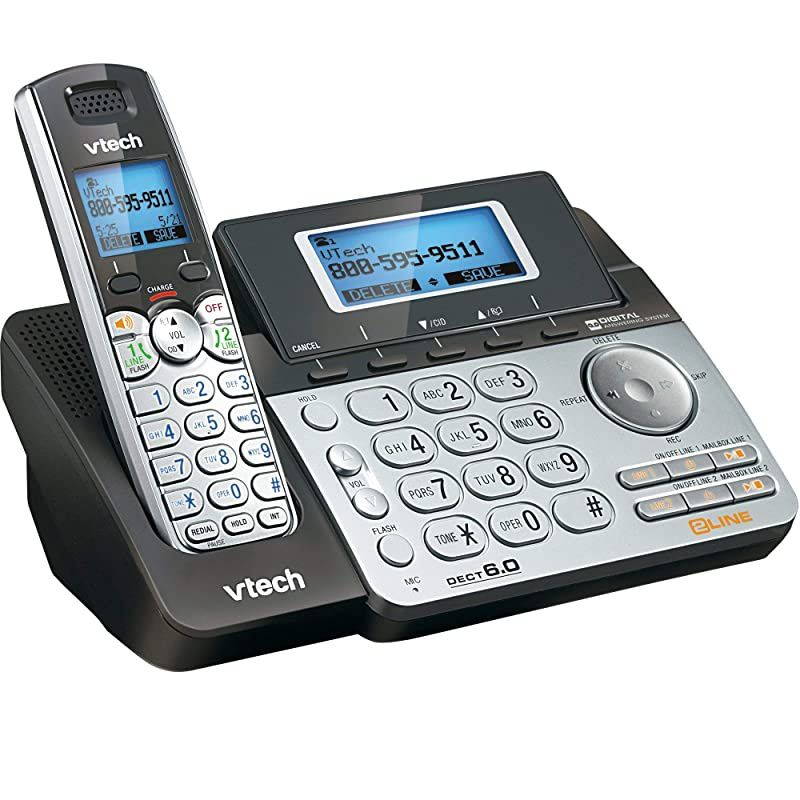 DS6151 2Line Cordless Phone System for Home or Small Business with Digital Answering System Mailbox on each line Blacksilver Renewed