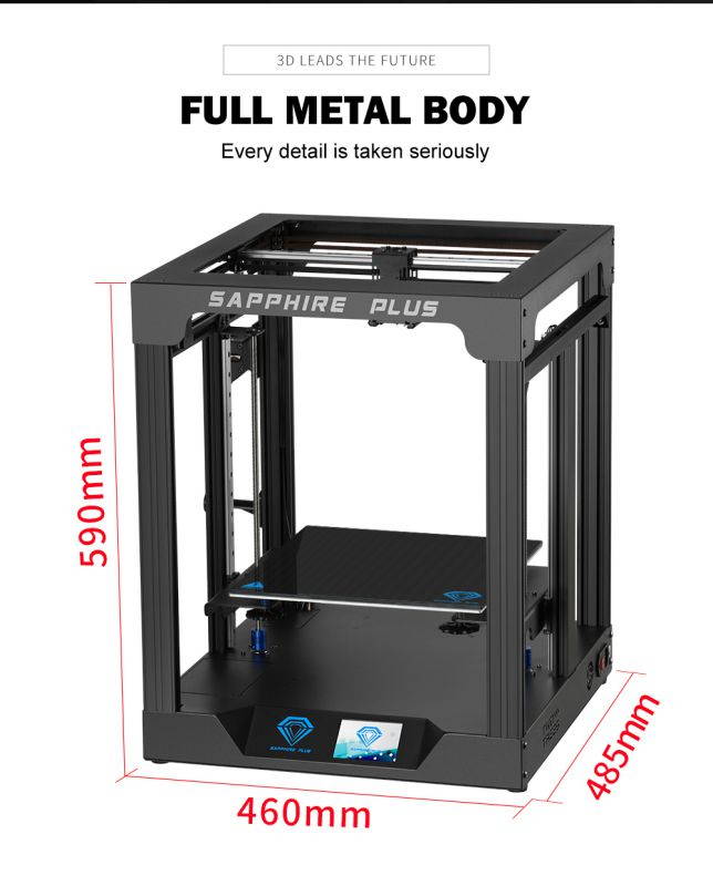 Twotrees 3D Printer FDM Sapphire Plus V1.1 CoreXY MKS TMC2225 Kits 3.5 Inch Touch Screen BMG Extruder and Suspended Filament Rack + free Test PLA Filament 11.81"(L)X11.81"(W)X13.78"(H) Printing Size