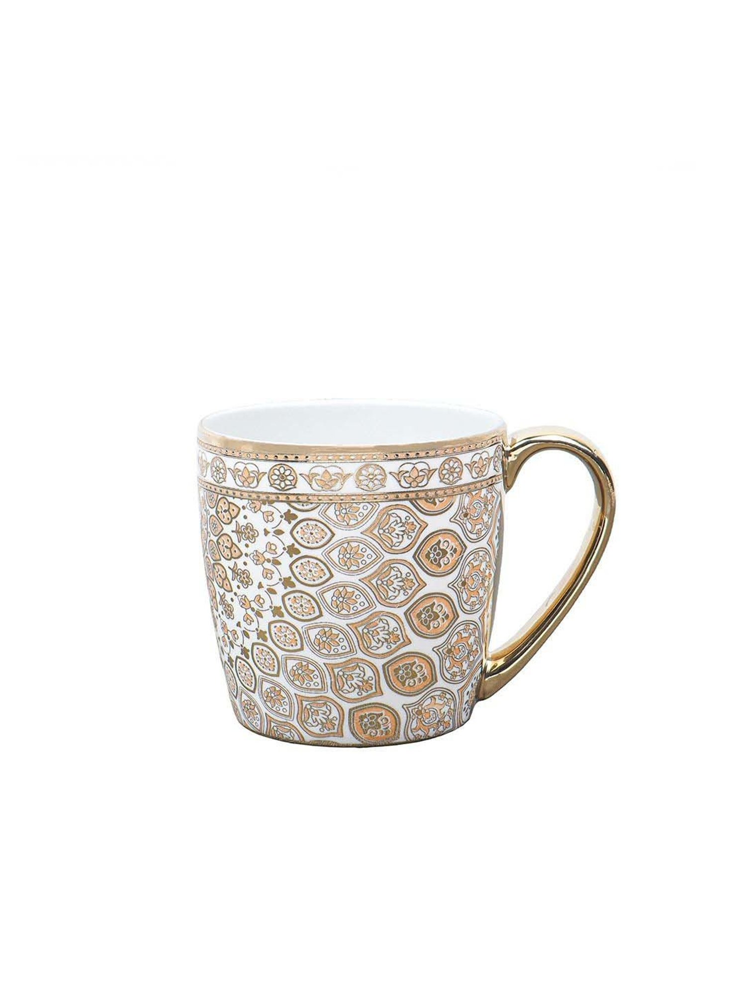 Femora Golden & White Bone China Tea Cup (0.16 L) - Set of 6