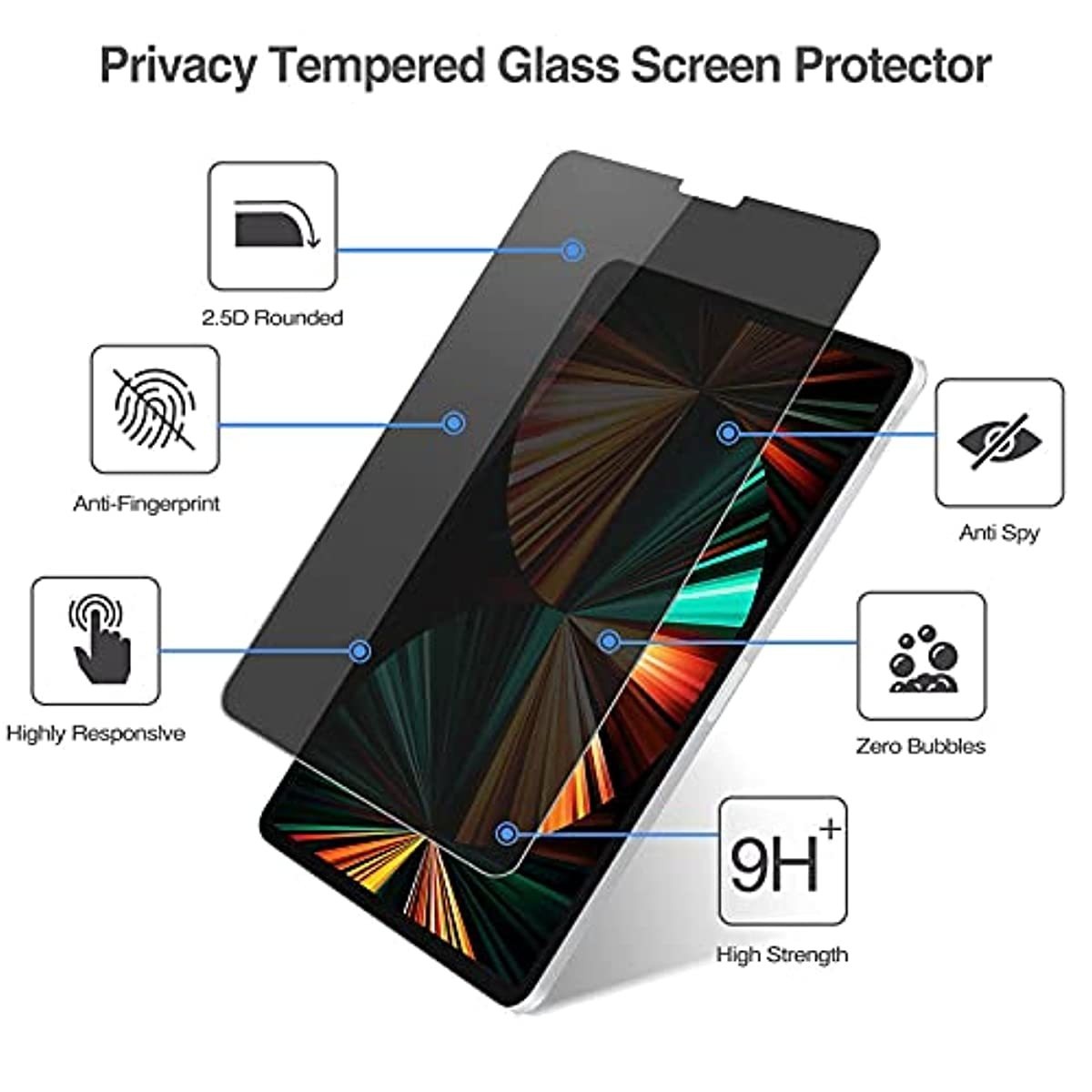 ProCase iPad Pro 12.9 Case 2 [Support Apple Pencil 2 Charging] Bundle with iPad Pro 12.9 Inch Privacy Screen Protector 2 2018