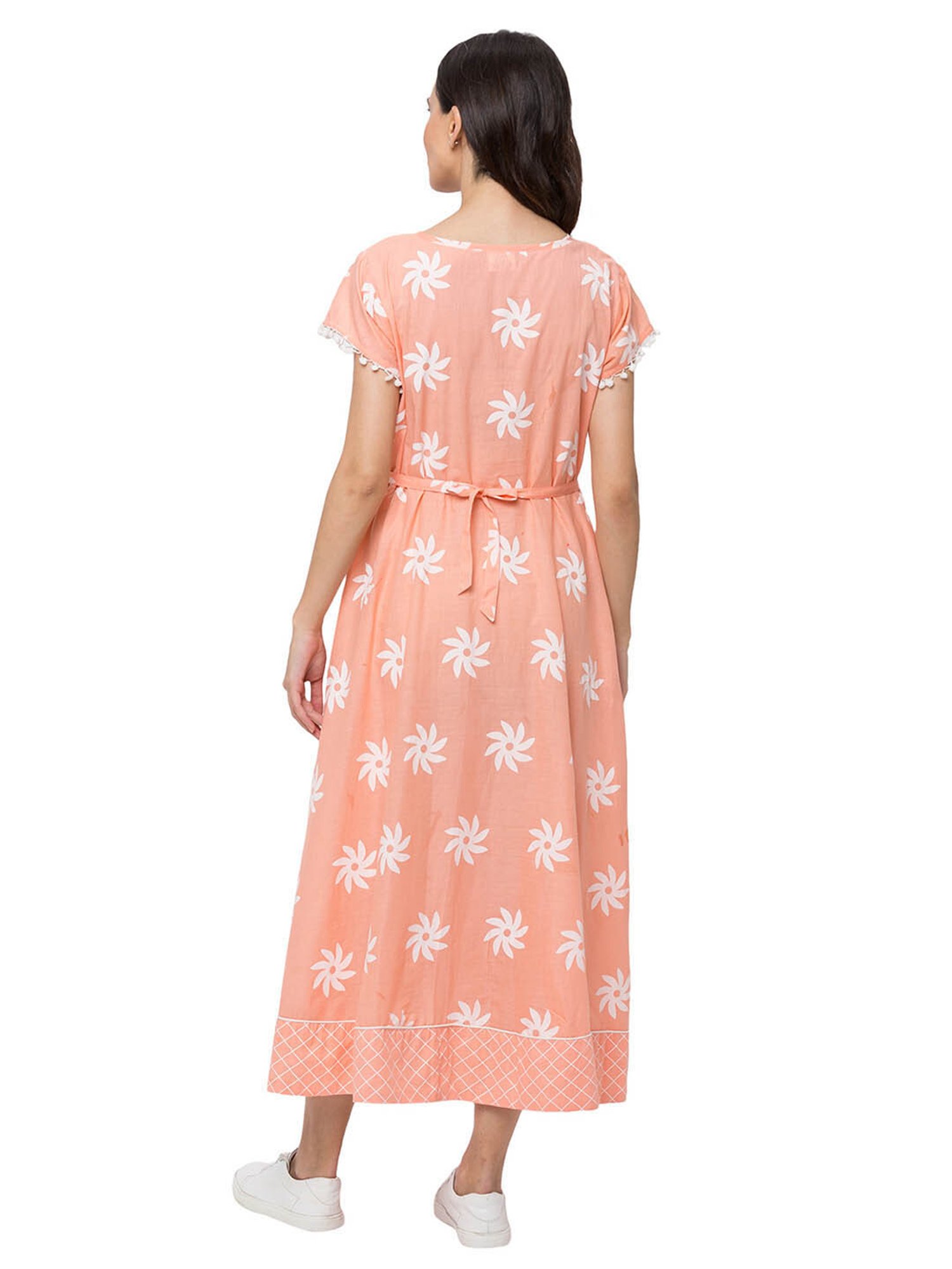 MomToBe Peach Printed Maternity Dress