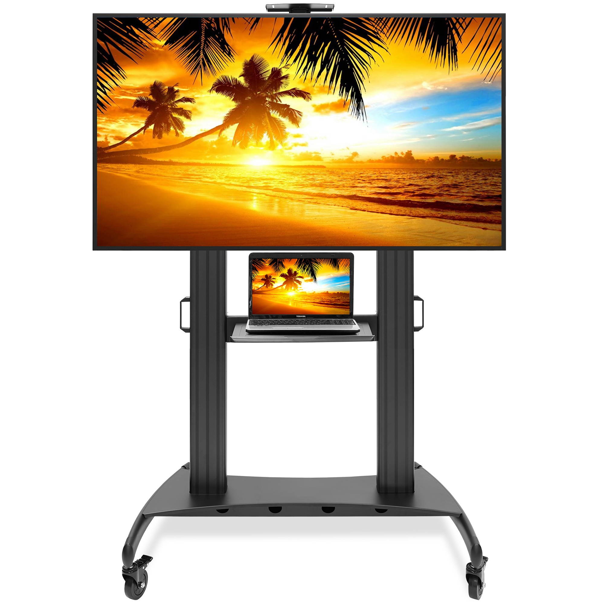 Rolling TV Stand Mobile TV Cart for 60" - 100" Flat Screen, LED, LCD, OLED, Plasma Curved TV's - Universal Mount with Wheels