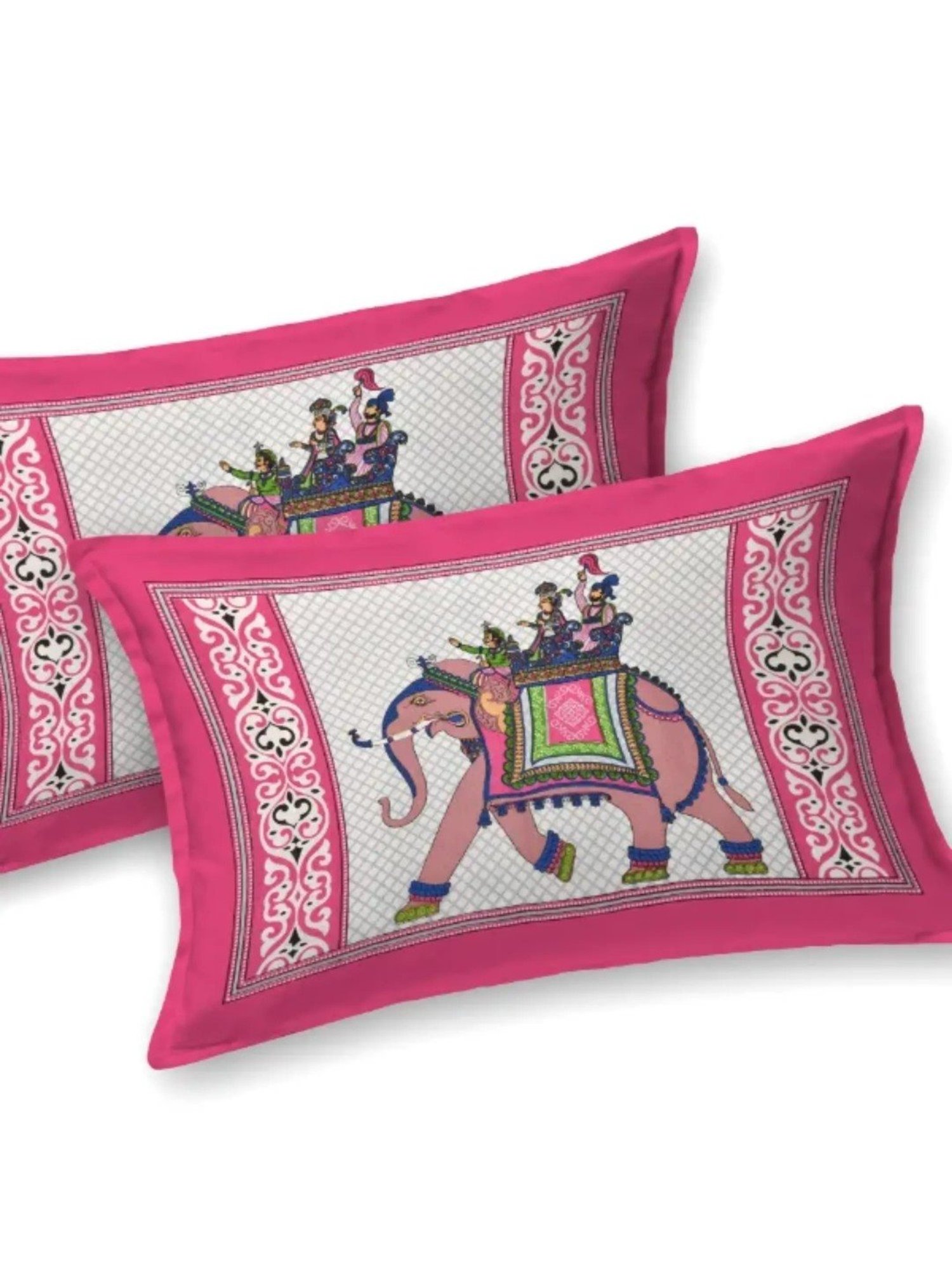 Living Roots Printed Pink 240 TC Cotton Bedsheet with 2 Pillow Covers