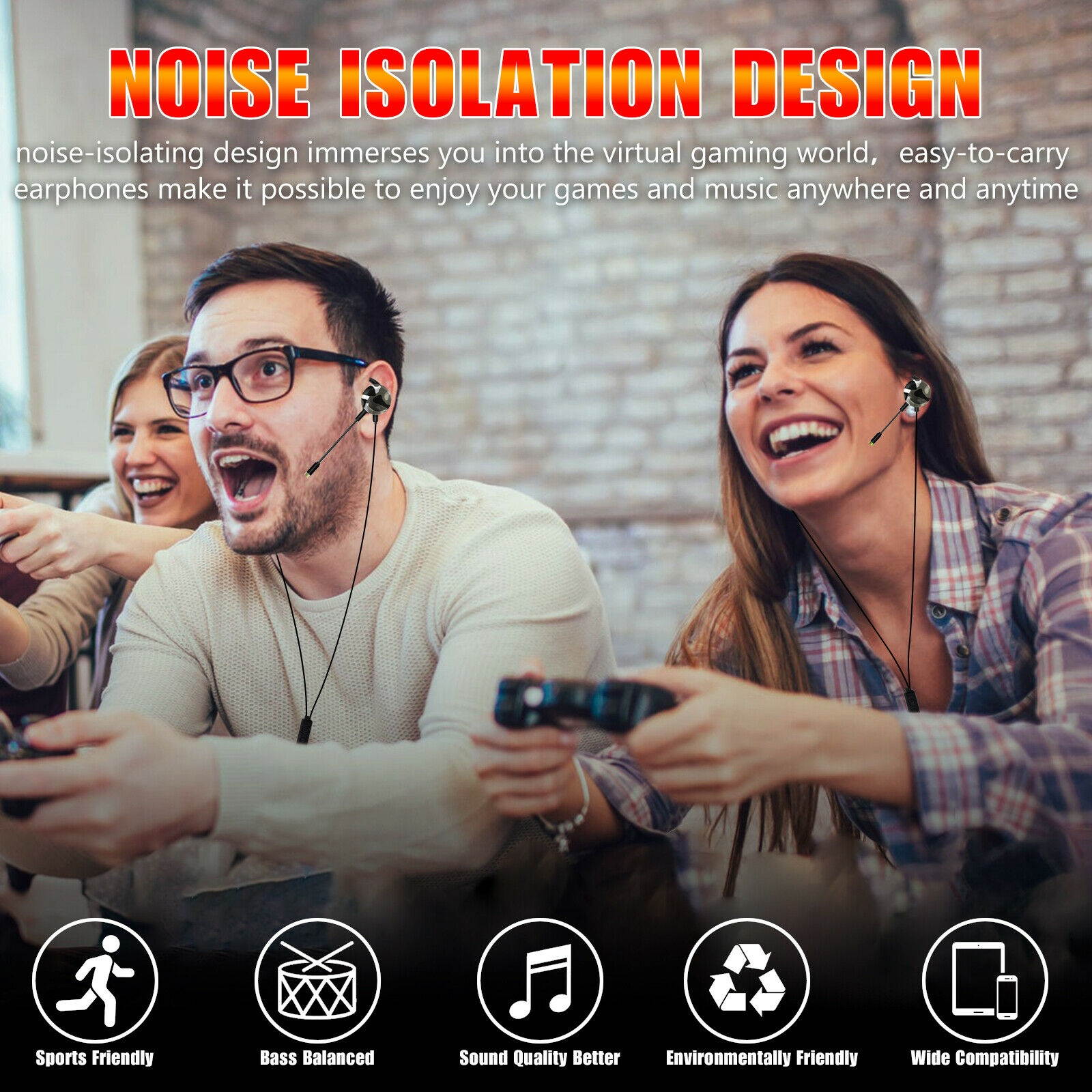 In-Ear Gaming Headset Earbuds Stereo Earphone With Mic For Phone PC Xbox One PS5