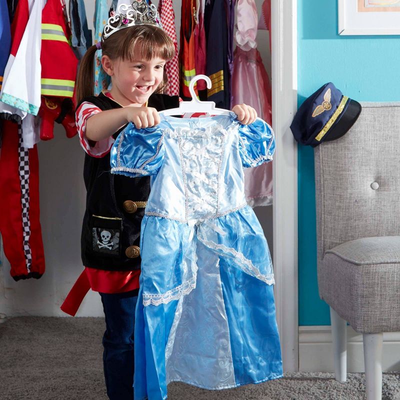 Melissa & Doug Royal Princess Role Play Costume Set (3pc) - Blue Gown, Tiara, Wand