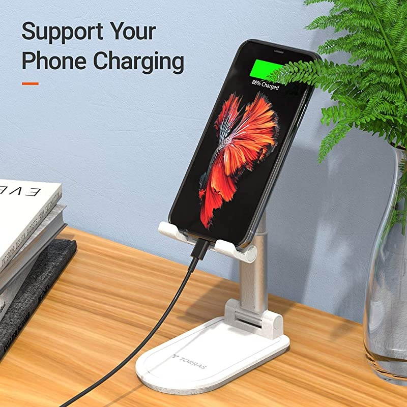 Foldable Cell Phone Stand for Desk [Ultra-Portable], Adjustable Phone Holder for Office/Home, Phone Dock Compatible for iPhone 12 11 Pro Max Xr X, Samsung Galaxy S20+Ultra Note 10, iPad Mini