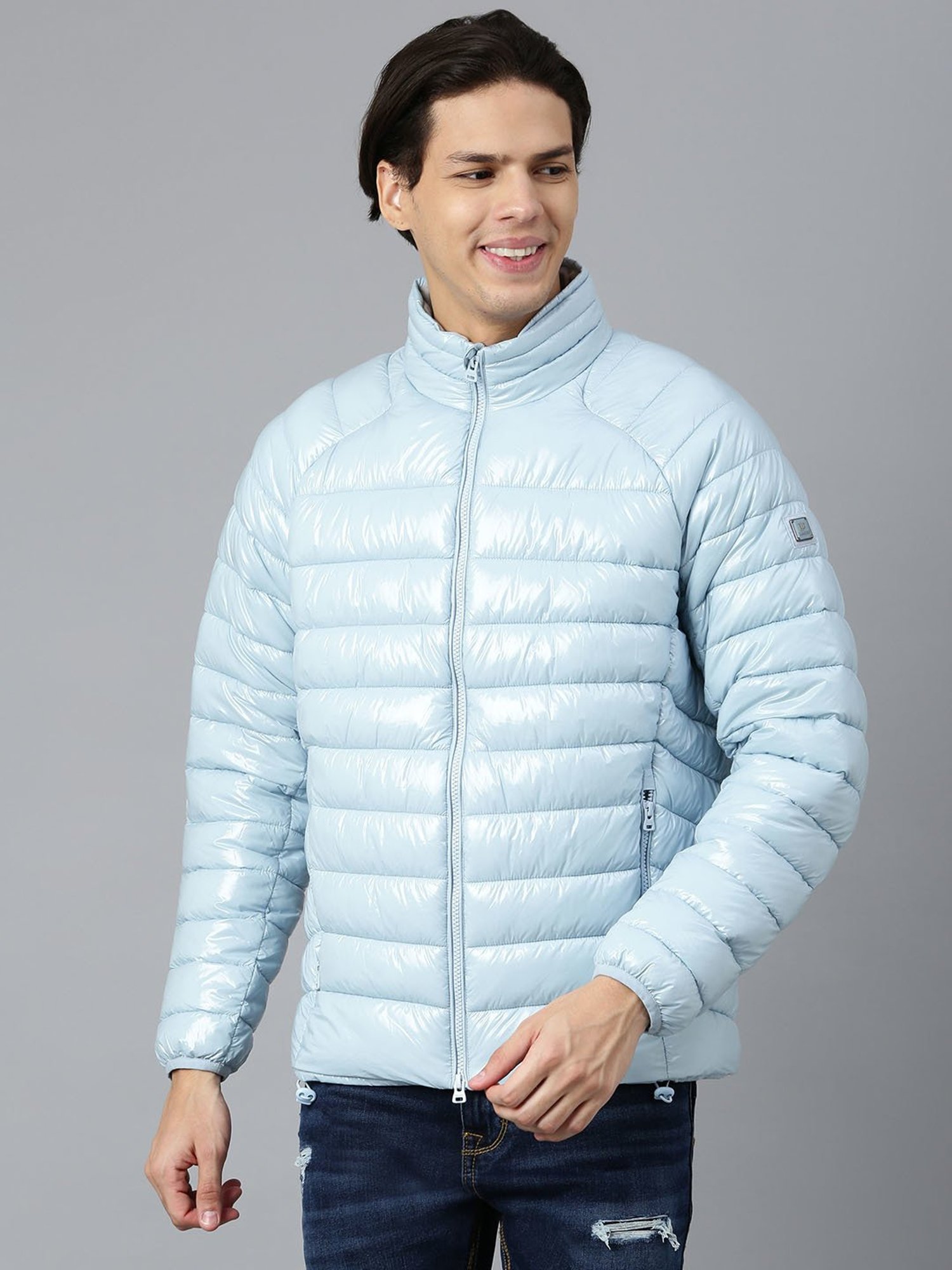 Woods Light Blue Regular Fit Quilted Jacket