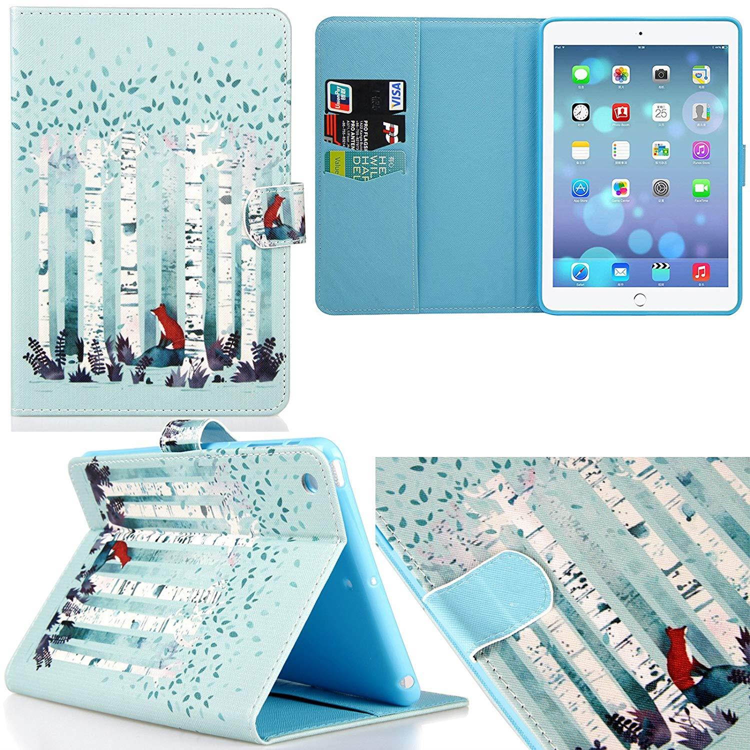 iPad Mini Case REASUN Cover Perfect Smart Auto Wake/Sleep Stand Case [Magnet Closure] Flip Folio Cards Slots Wallet Case For iPad Mini 1/2/3 (Fox)