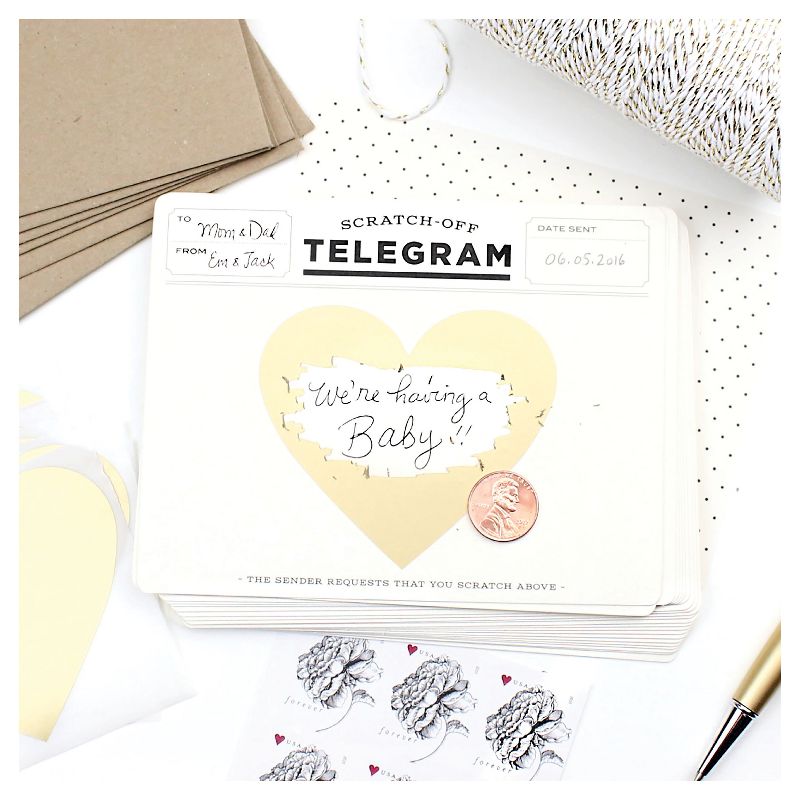 6ct Classic Telegrams Scratch-off Greeting Cards