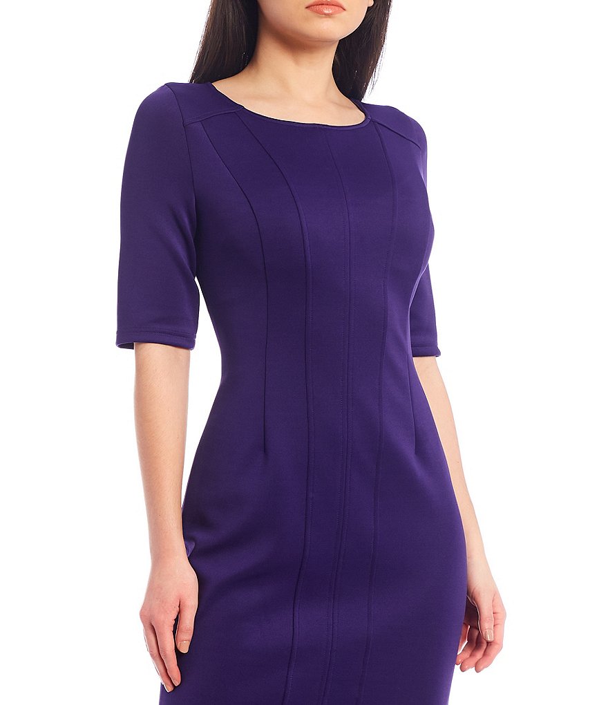 LDT Talia Sheath Boat Neck 3/4 Sleeve Dress
