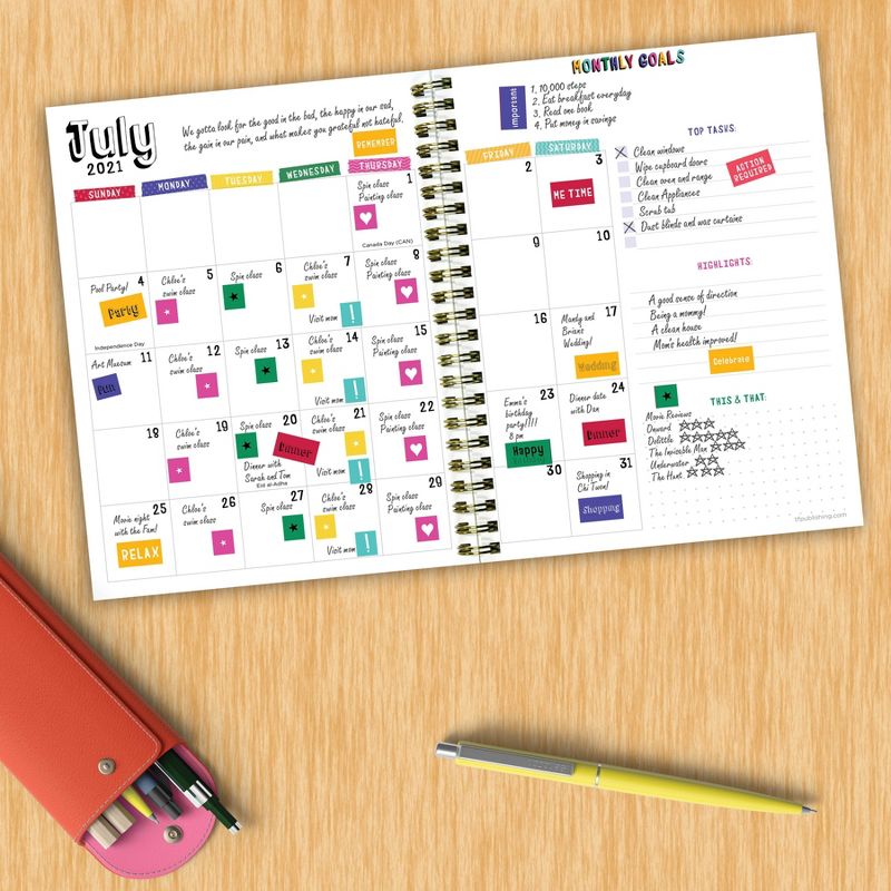 2021-22 Academic Planner 8"x6" Prism Rainbow Daily/Weekly/Monthly - The Time Factory