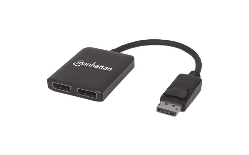 Manhattan DisplayPort to 2-Port DisplayPort Splitter Hub with MST - 3840 ?? 2160 - DisplayPort - USB - Plastic