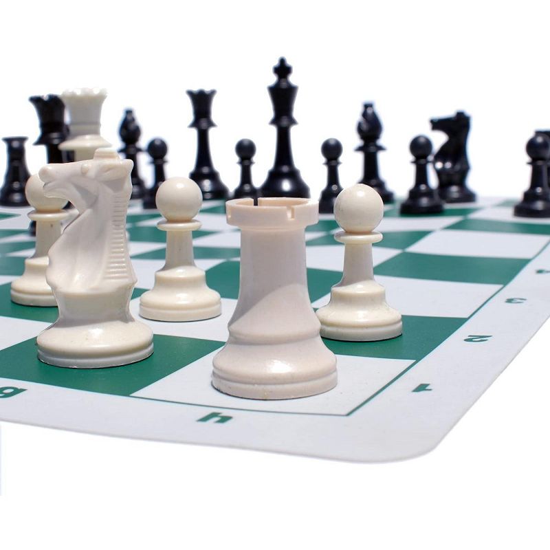 WE Games Tournament Chess Pack - Staunton Pieces with Green Board and Green Tote