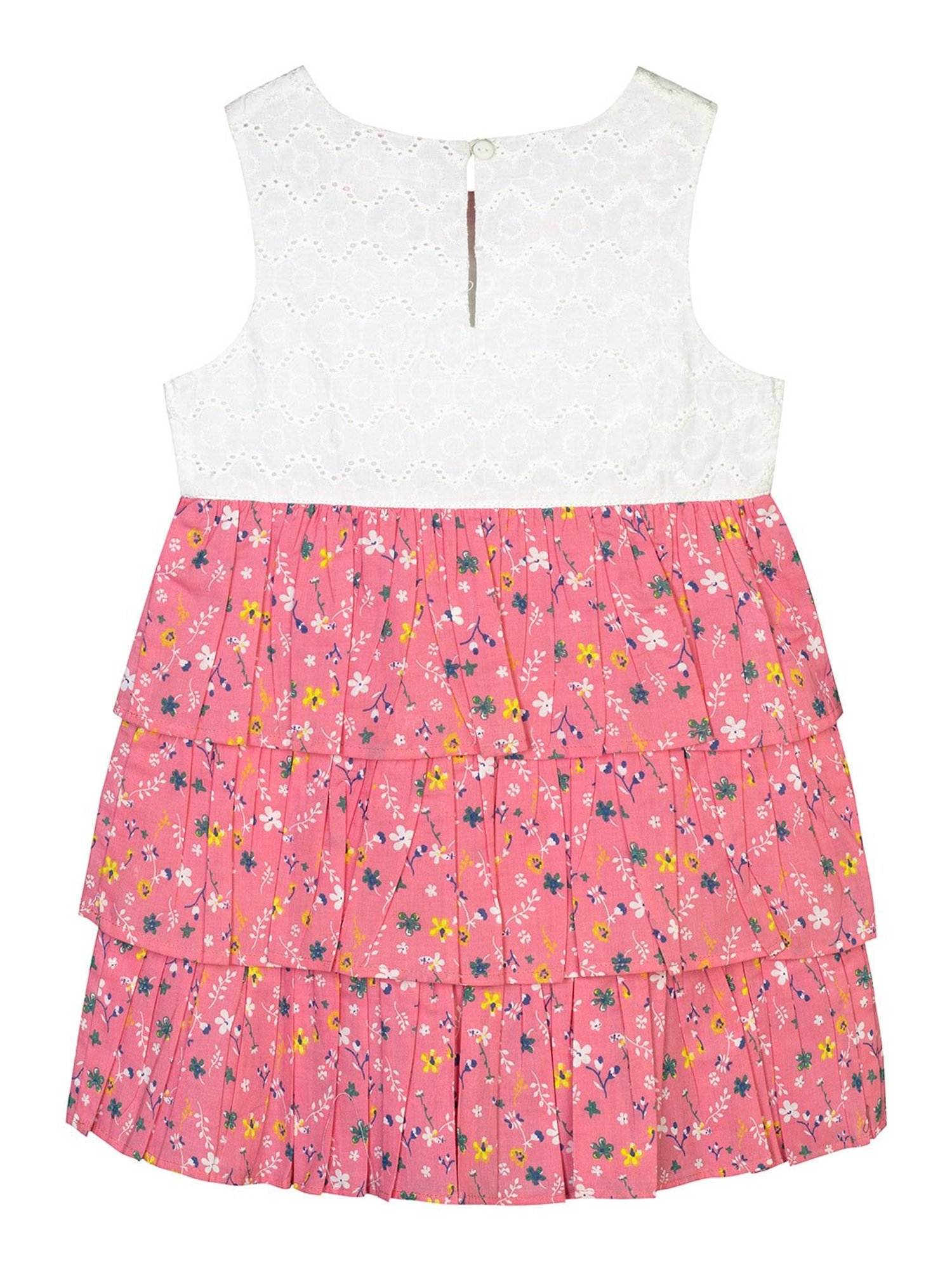 Budding Bees Kids White & Pink Floral Print Dress