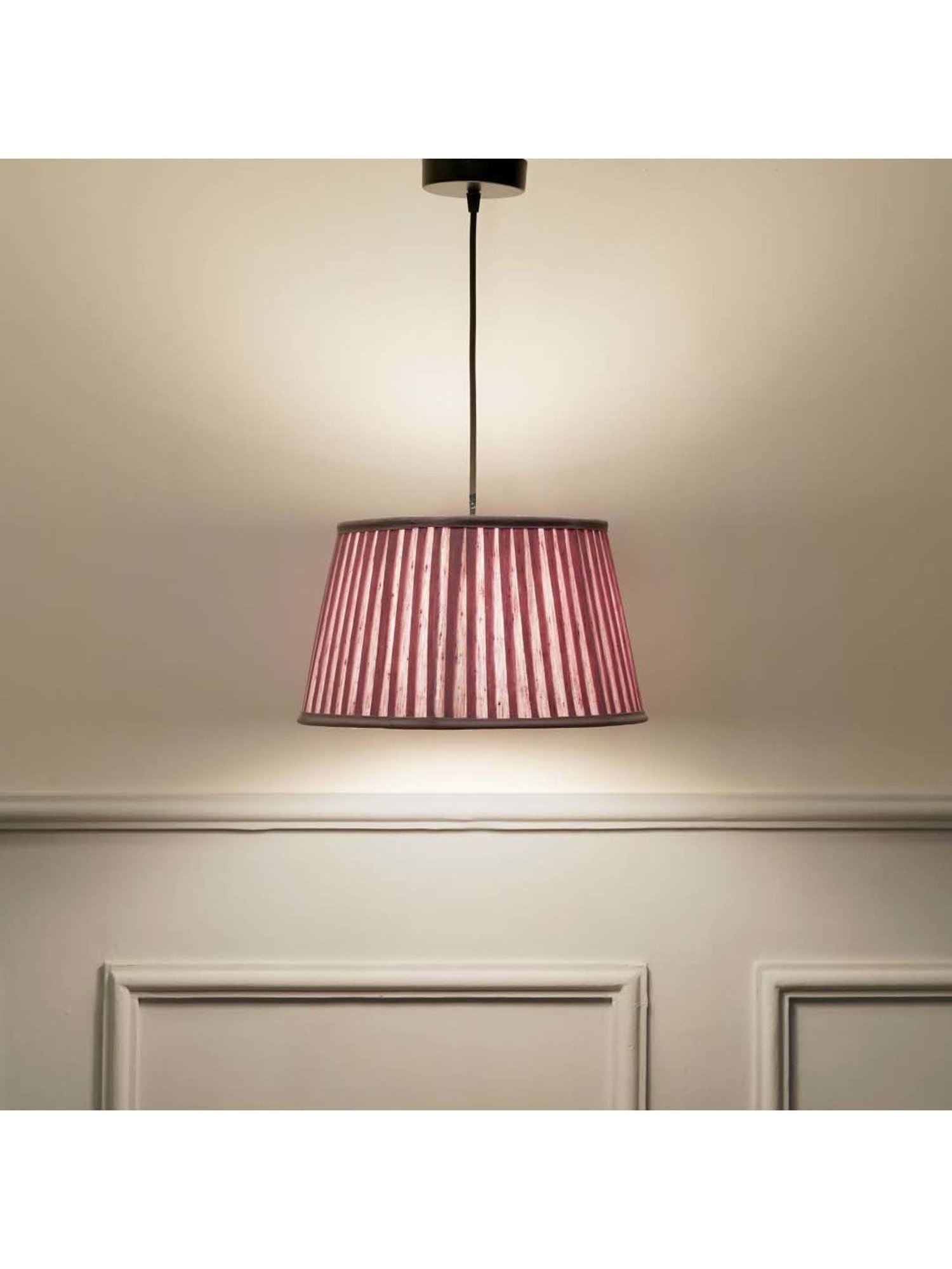 Kapoor E Illuminations Pink Linen Pleated Shade Pendant Light