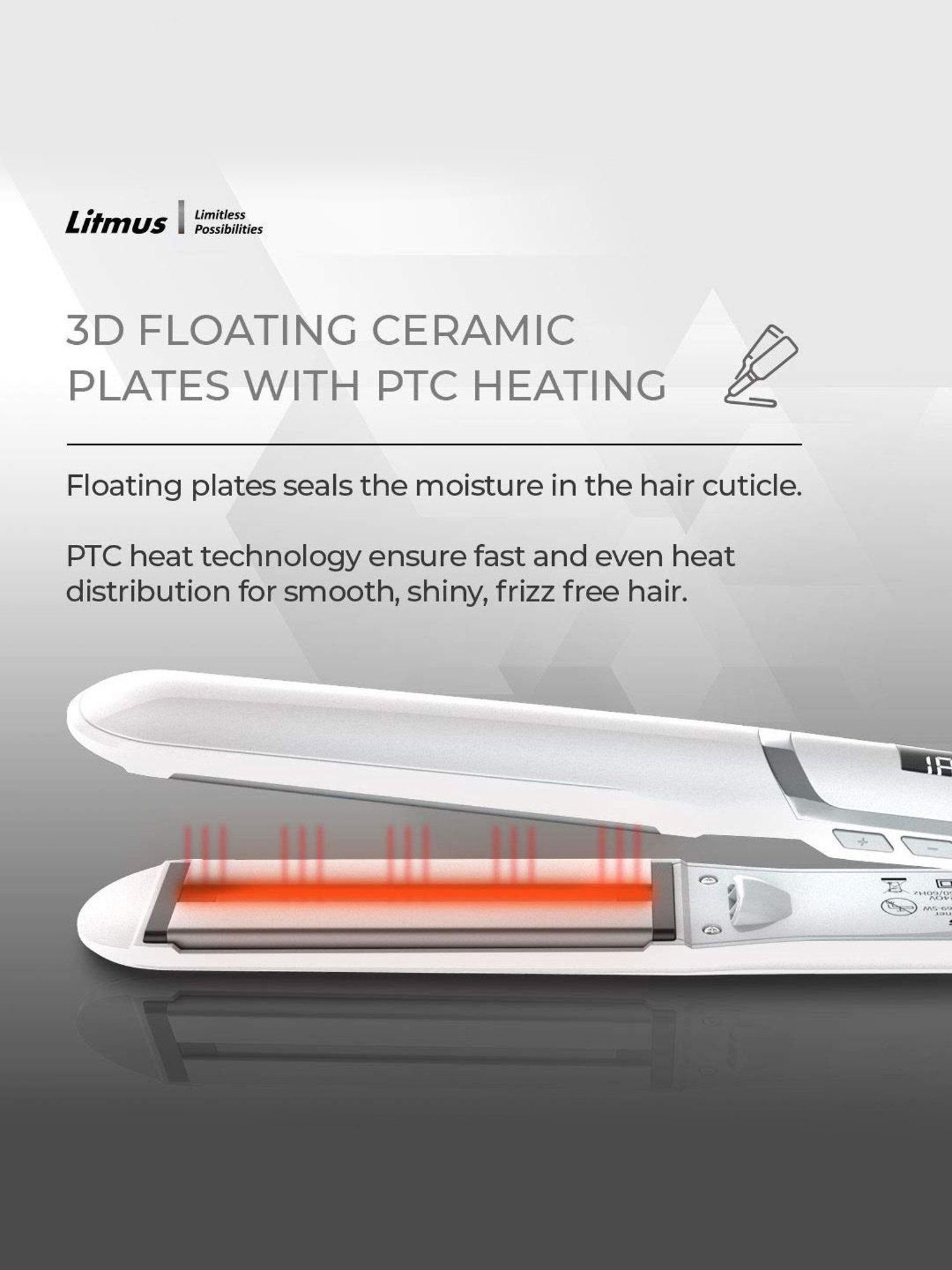 Litmus Infrared HS-69 Hair Straightener (Silver/White)