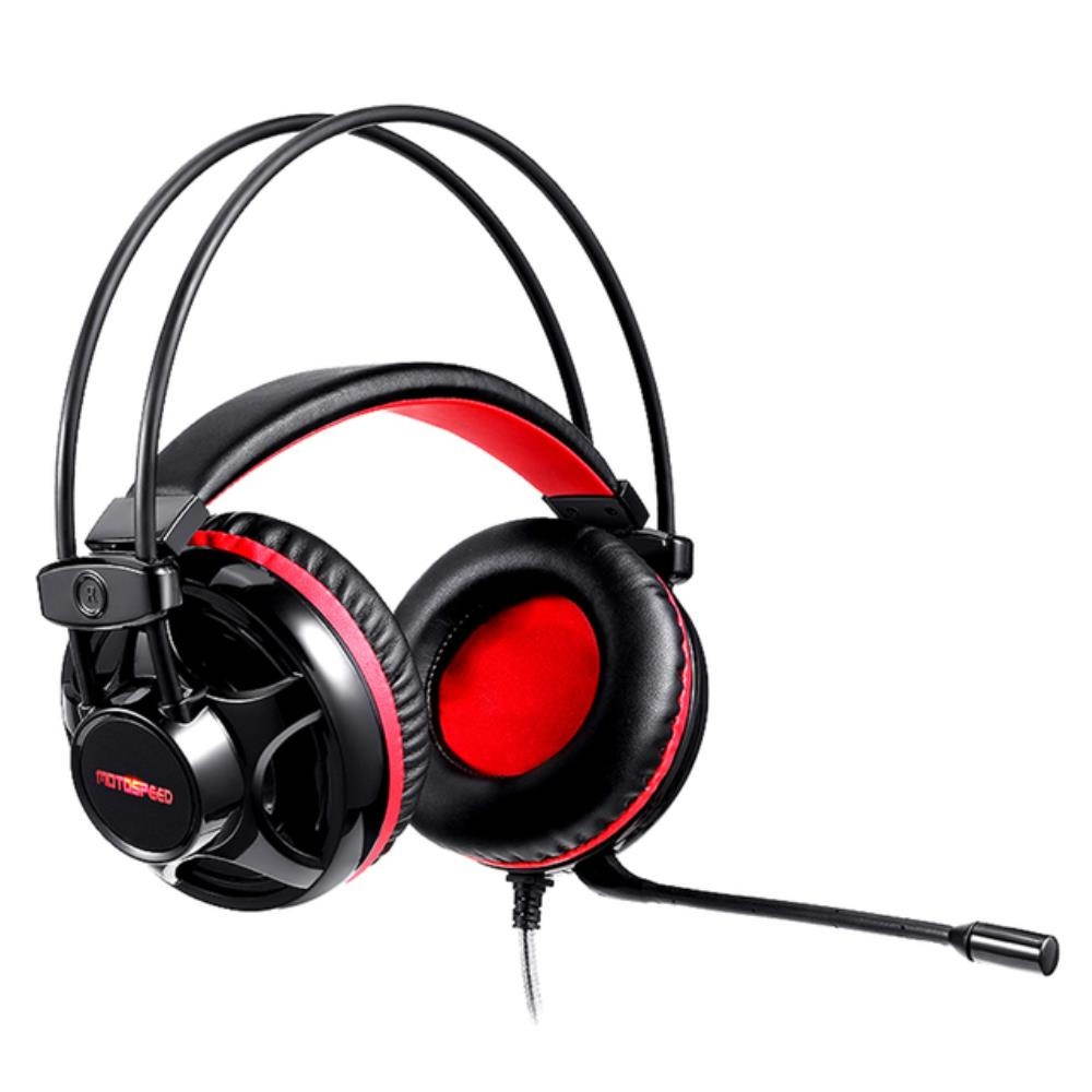 Motospeed H11 Wired Headset Gaming Headset with 50mm Driver Unit Noise Reduction Microphone LED Light Breathable Earmuffs