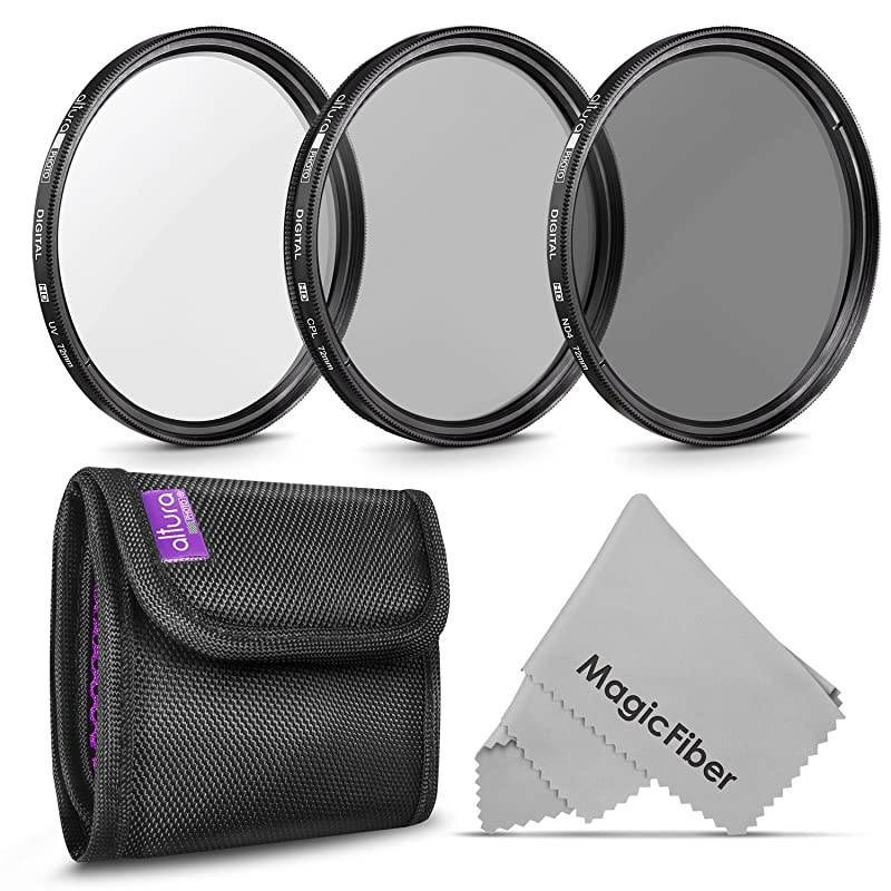 72MM  Professional Photography Filter Kit UV CPL Polarizer Neutral Density ND4 for Camera Lens with 72MM Filter Thread + Filter Pouch