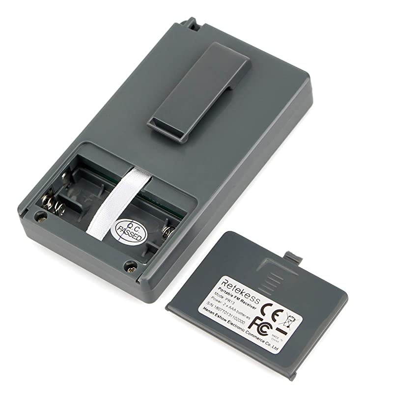 PR13 Portable FM Radio Receiver, Mini Stereo Radio, AAA Battery Powered with Earphone and Lock Key for Walking, Jogging, Mowing, Assisted Listening, Church, Tour Guide (Gray)