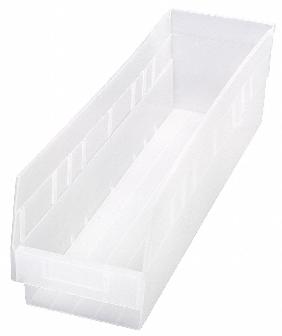 QUANTUM STORAGE SYSTEMS QSB206CL Clear Shelf Bin, 23-5/8"L x 6-5/8"W x 6"H