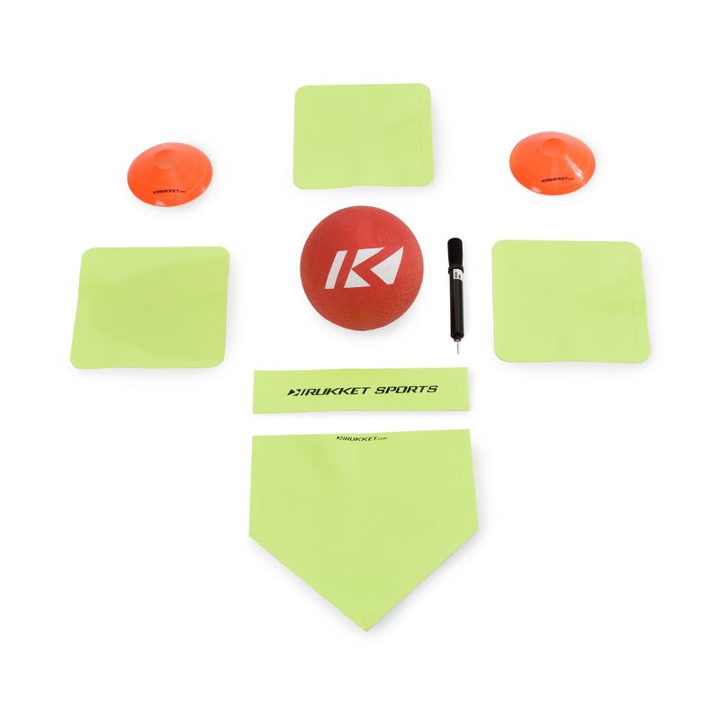 Rukket Sports Portable Travel Outdoor Sport Backyard Kickball Set with One Kickball and Pump