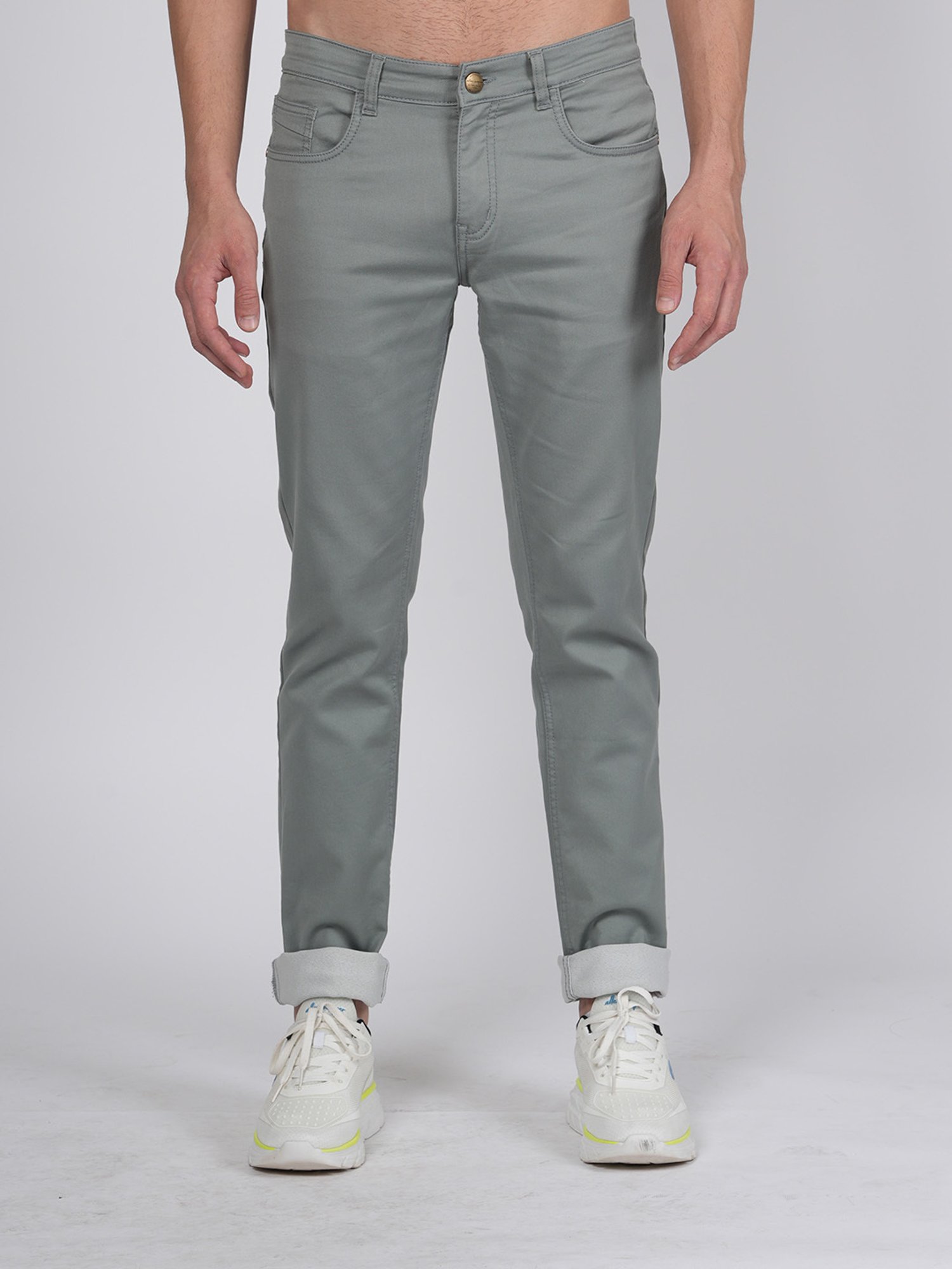 Allen cooper Grey Regular Fit Lightly Washed Jeans