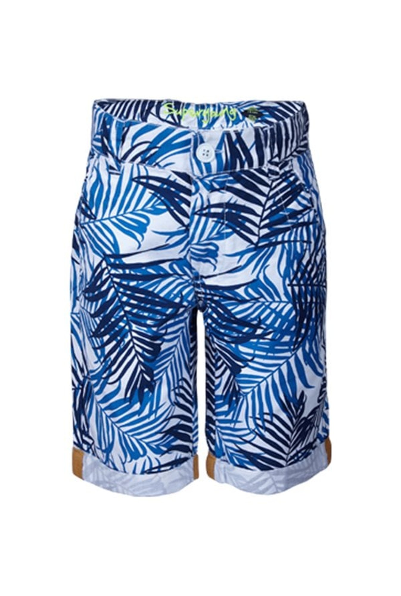 Superyoung Boys White & Blue Printed Bermuda