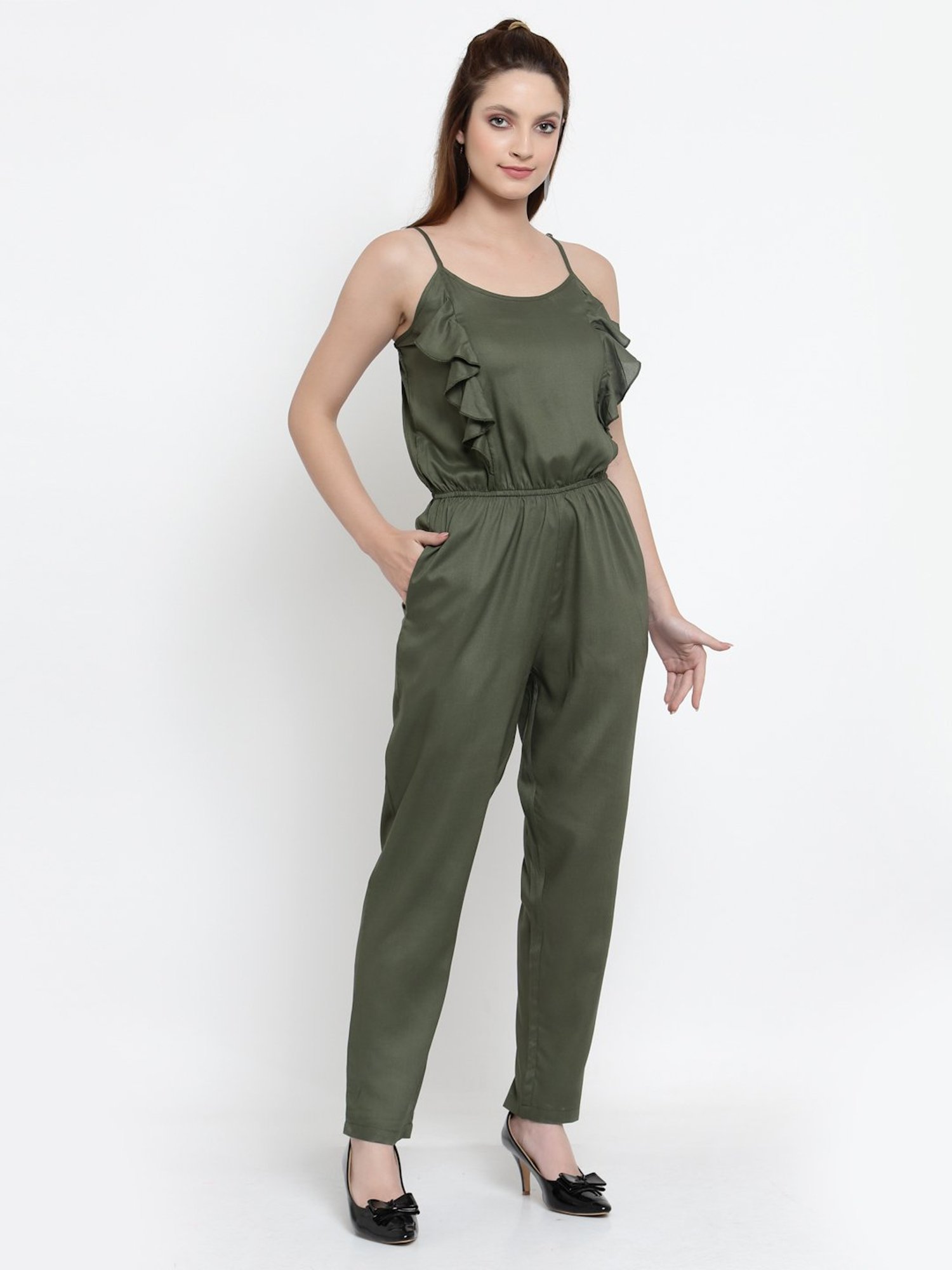 NEUDIS Olive Green Sleeveless Jumpsuit