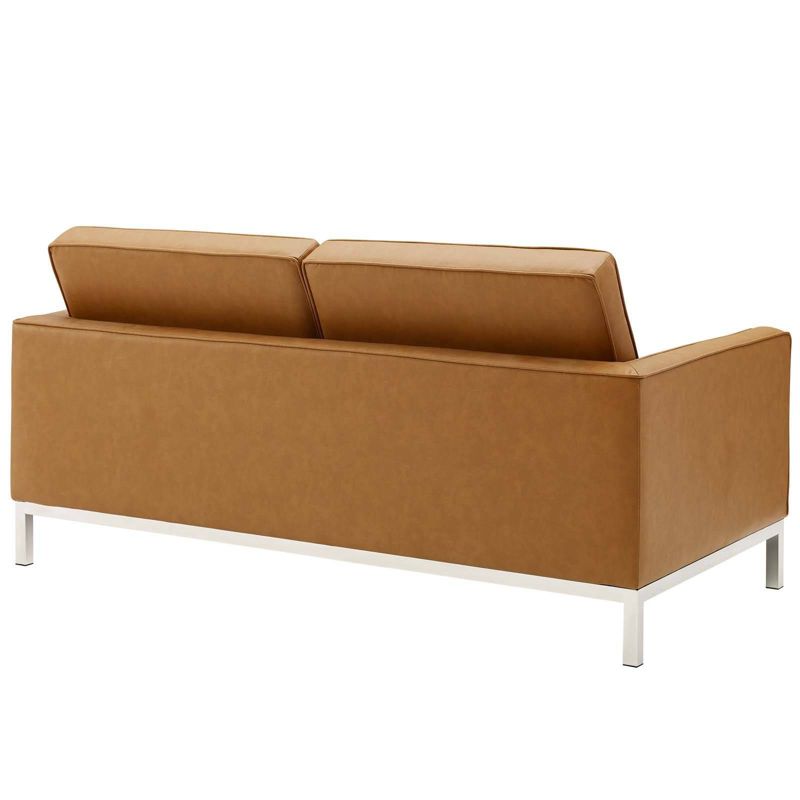 Loft Tufted Upholstered Faux Leather Loveseat Silver/Tan - Modway