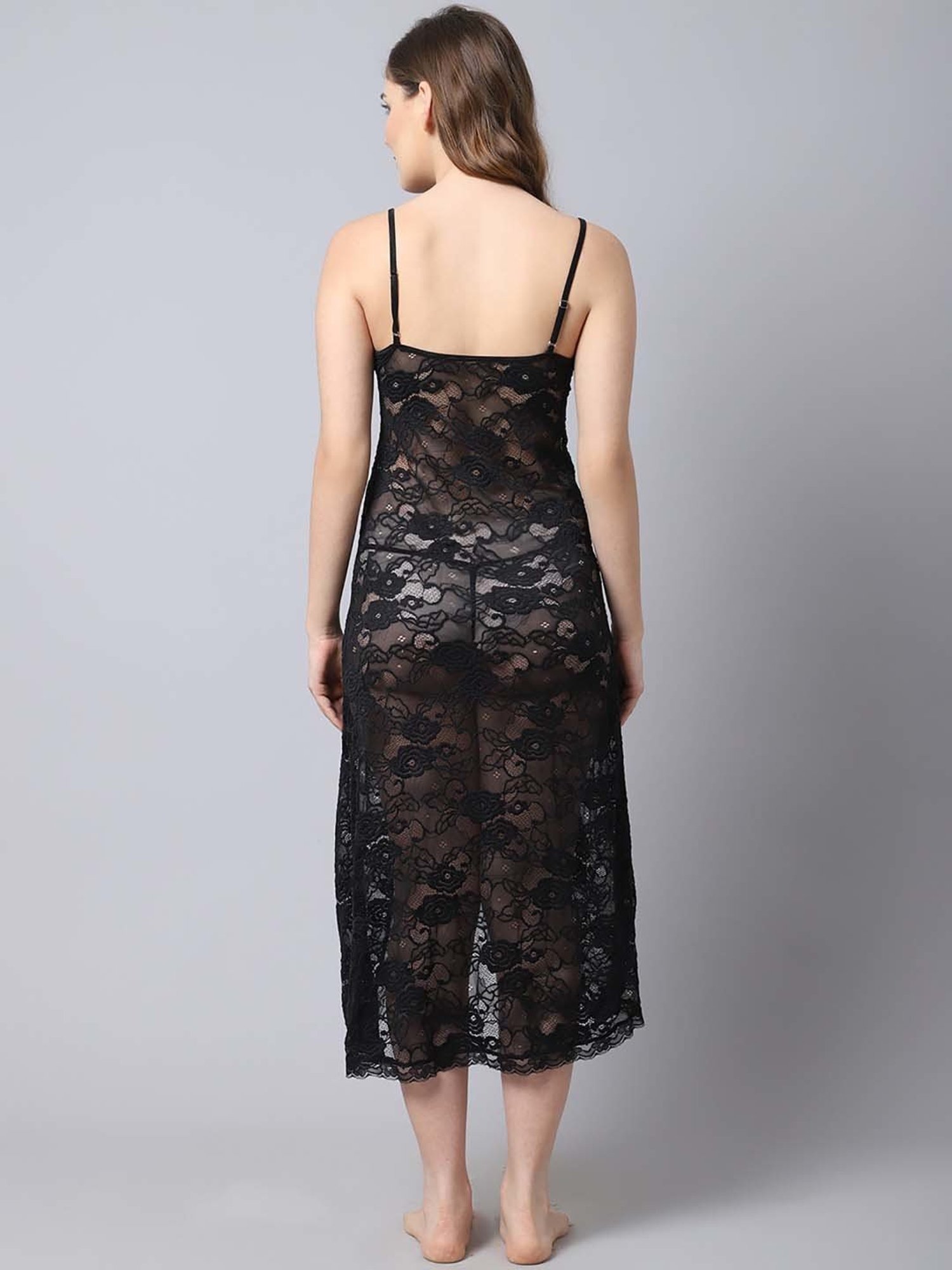 AROUSY Black & Blue Self Pattern Babydolls - Pack Of 2