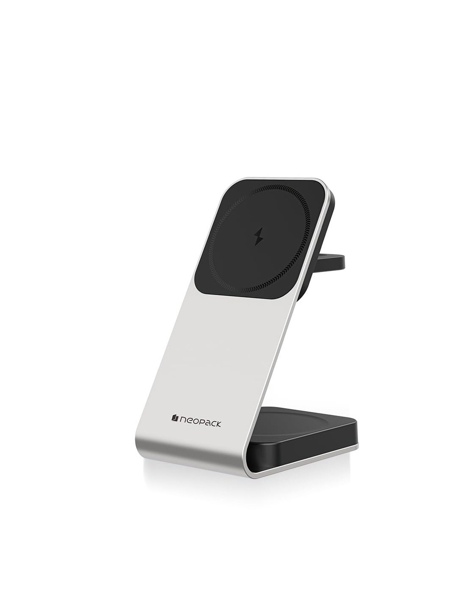 Neopack 15W Wireless Charging Stand for Apple Devices, 3 in 1 Wireless Charger (Silver)