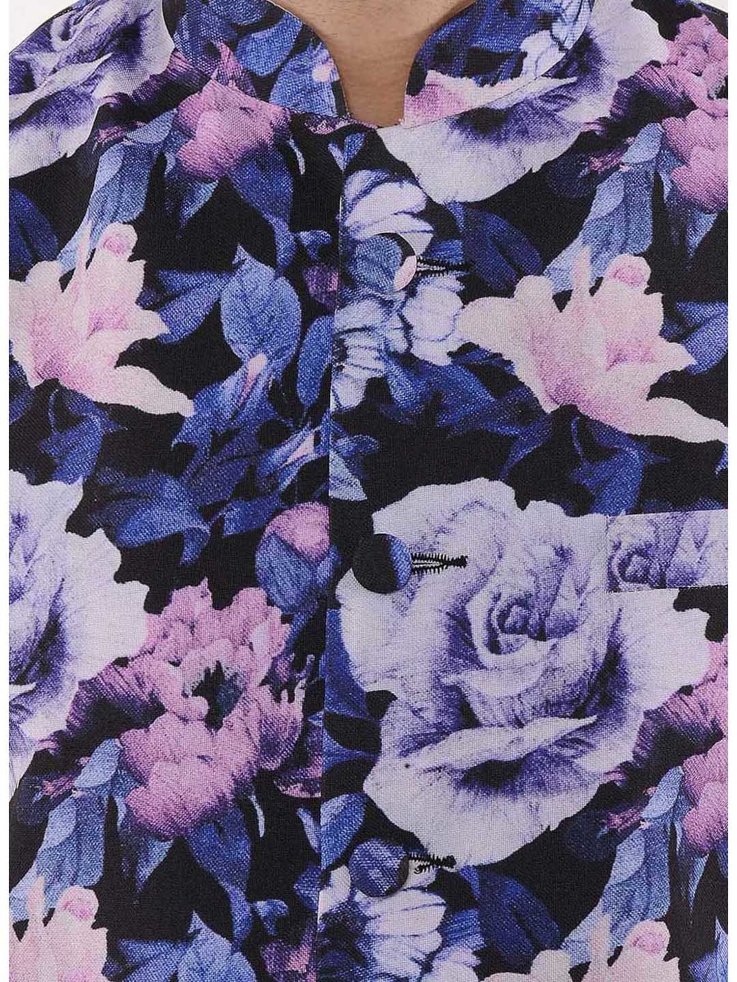 Hangup Plus Multicolor Regular Fit Floral Print Nehru Jacket