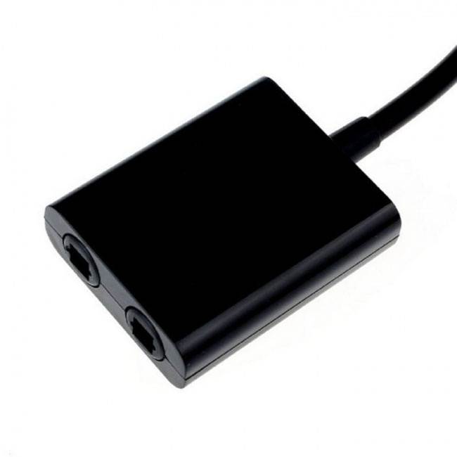 Jimier Dual Port Toslink Digital Optical Audio Splitter Adapter  Fiber Optic Audio Cable 1 In 2 Out Black RC-134-BK