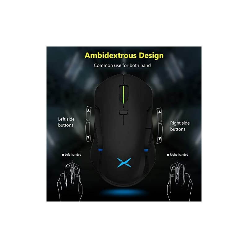 Ambidextrous Wired Gaming Mouse with 10000DPI Chroma RGB and Side Wing and Personalized Weights 6 Programmable Buttons Ergonomic Optical Computer Gaming Mouse M627S3325Black