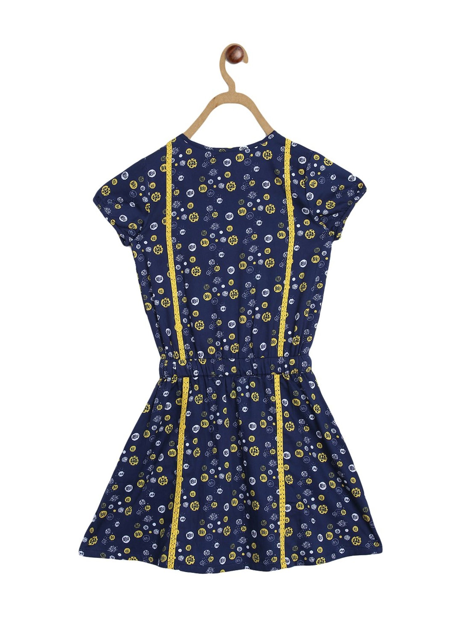Elle Kids Navy Cotton Printed Dress