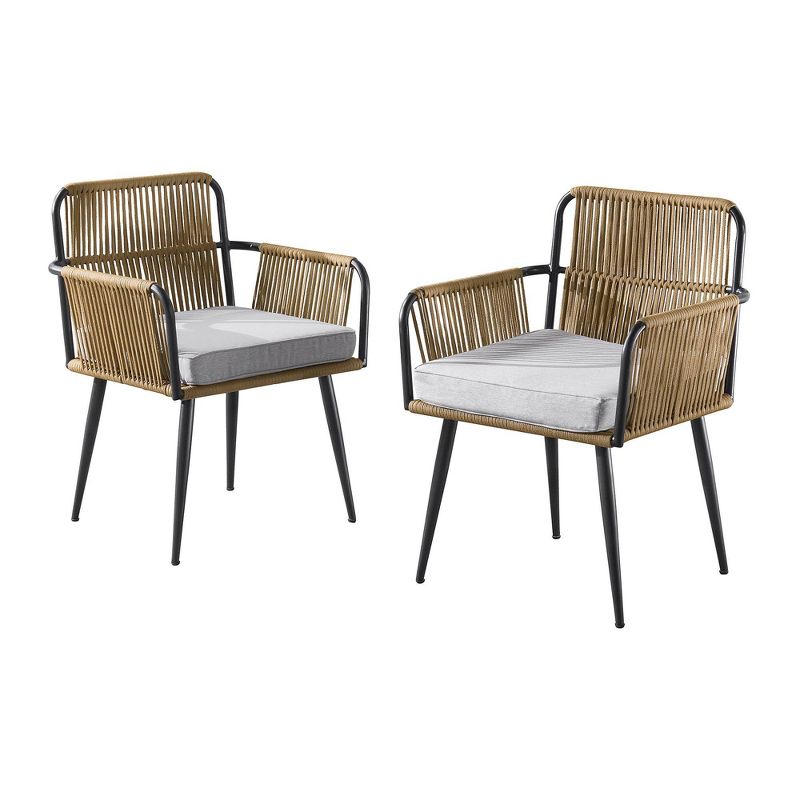 Alburgh 5pc Outdoor Set with Four Rope Chairs & Table - Beige - Alaterre Furniture