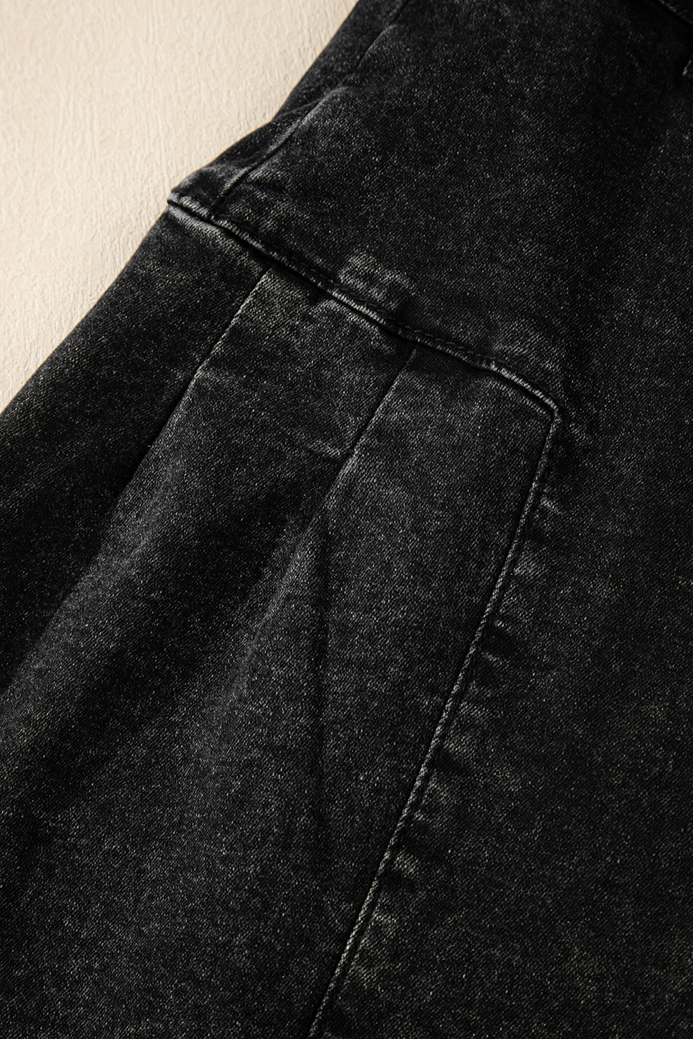 Dark Grey Pleated Wide Leg Mineral Wash Jeans