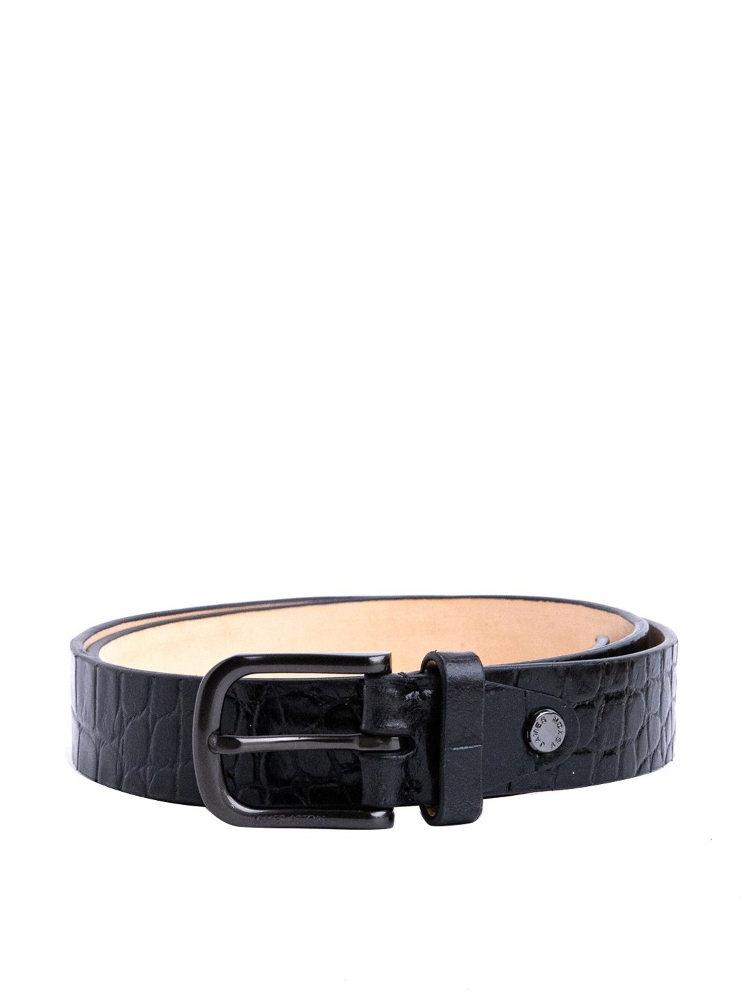 James Aston Black Leather Waist Belt for Men