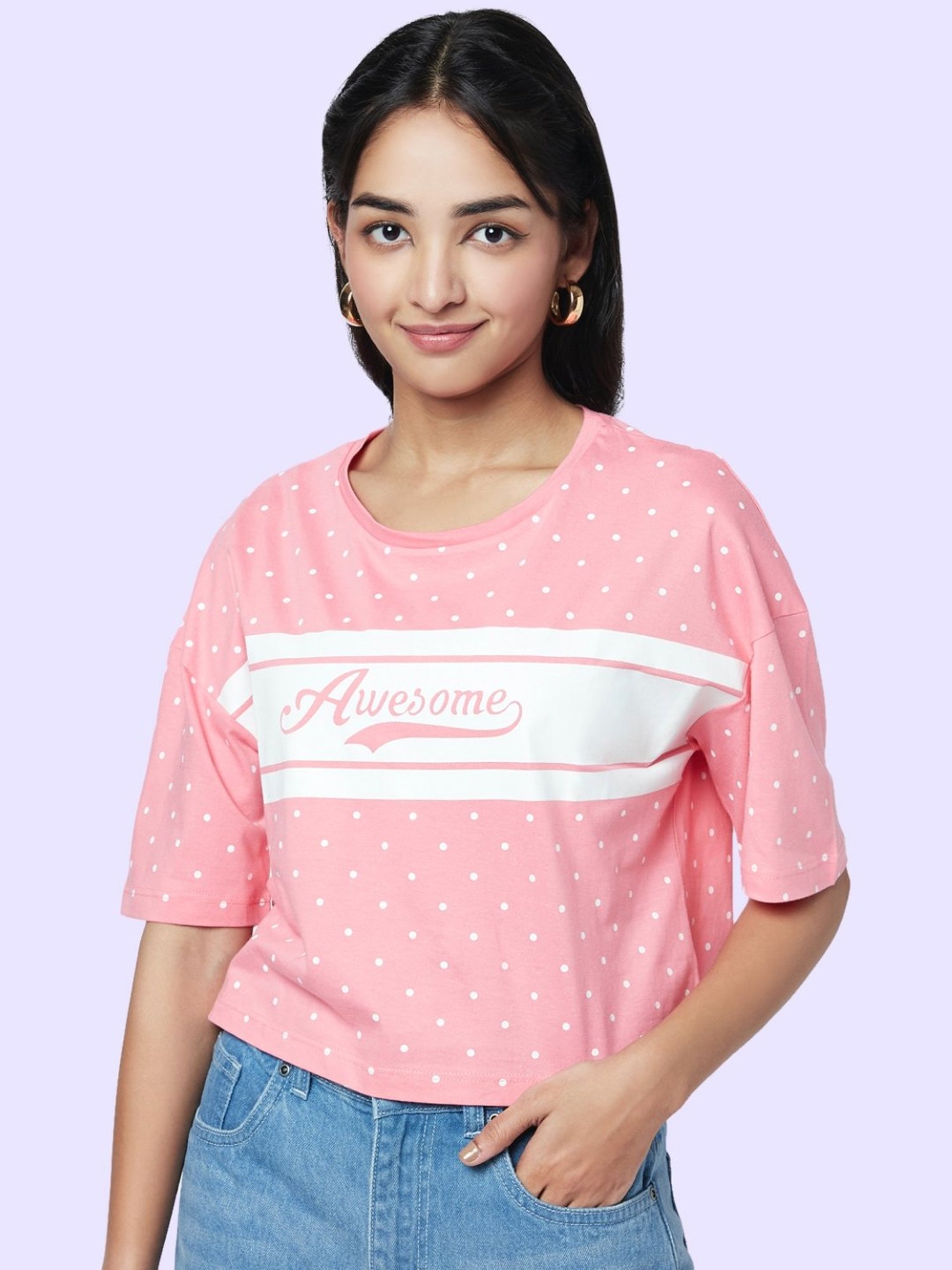 Fame Forever by Lifestyle White Cotton Printed T-Shirt