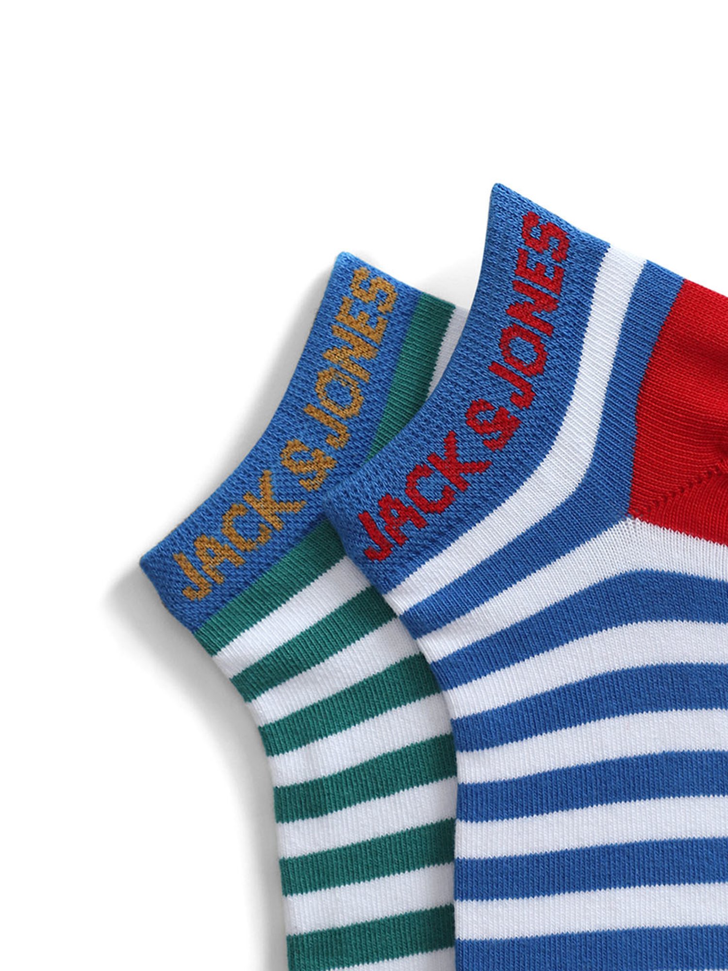 Jack & Jones Online Lime Cotton Striped Ankle Length Socks - Pair of 2