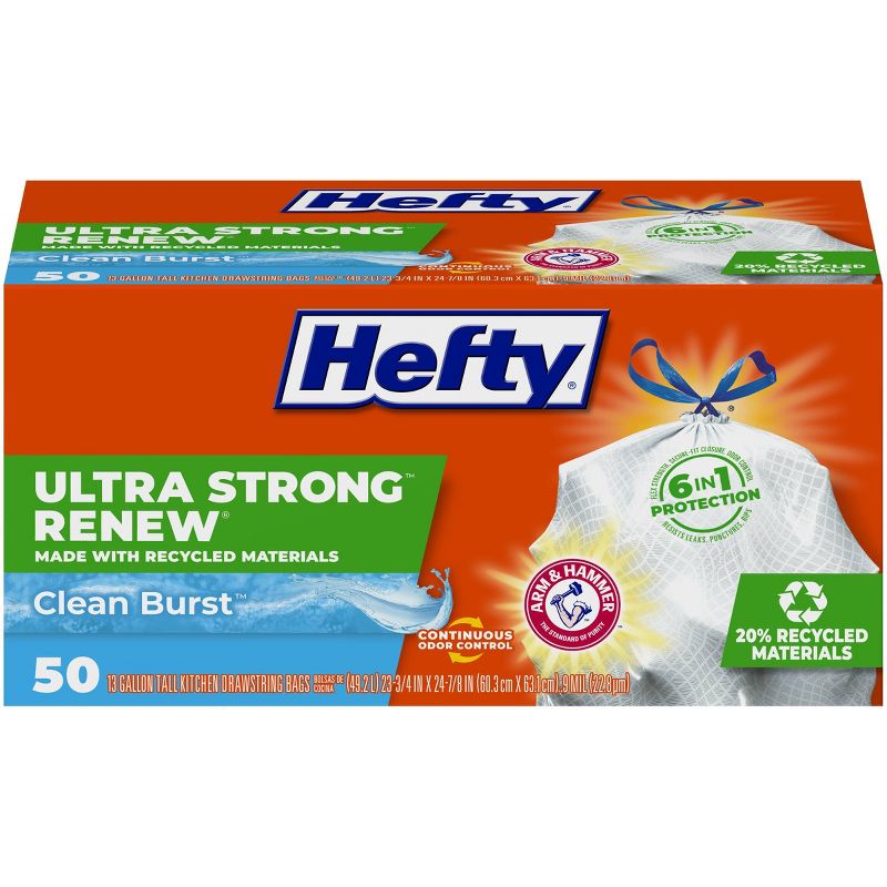Hefty Strong Extra Large Drawstring Trash Bags - 33 Gallon - 26ct