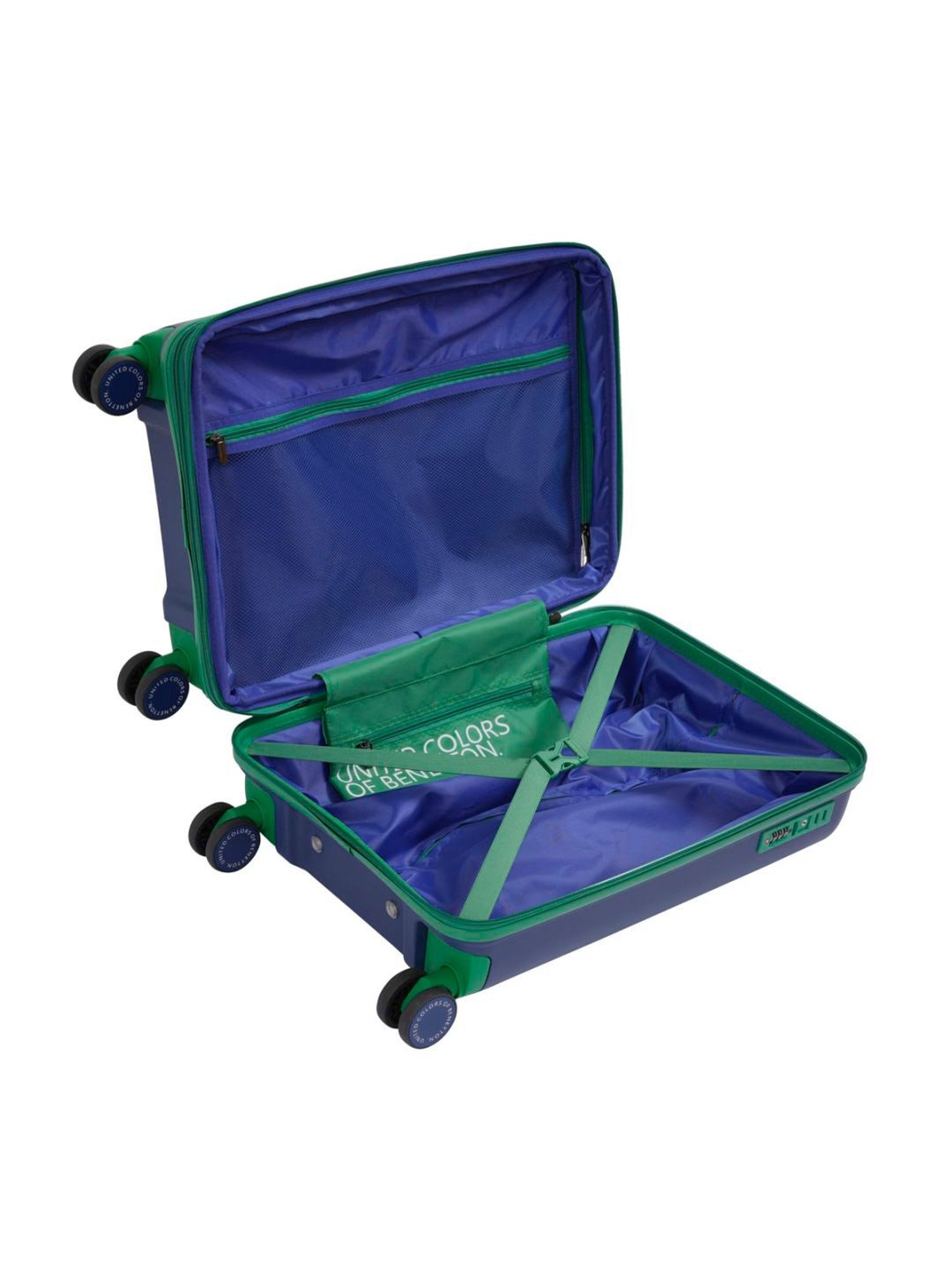 United Colors of Benetton Emerald Navy Textured Hard Large Trolley Bag - 76 Cm