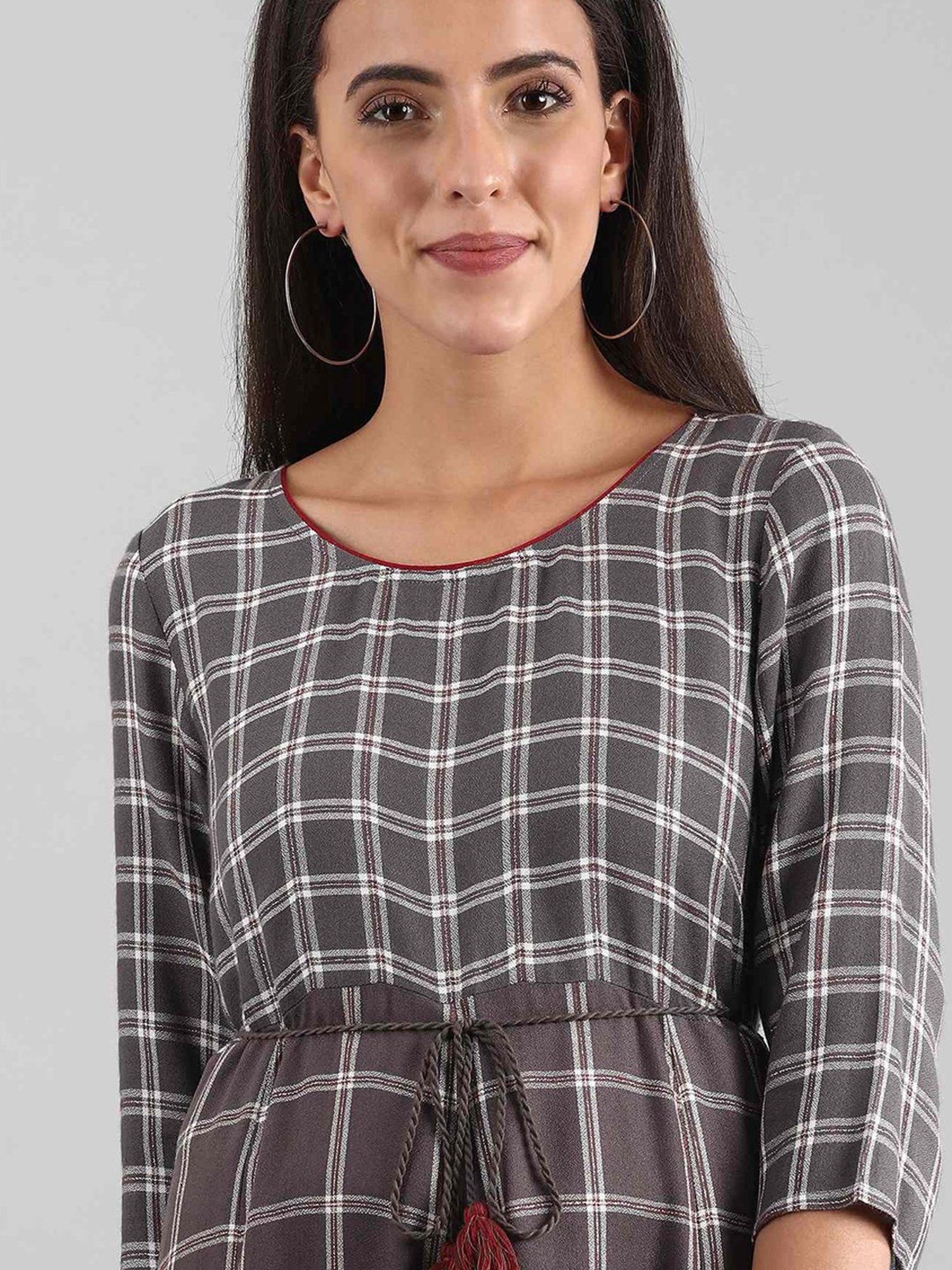 Aurelia Grey Plaid Pattern Jumpsuit