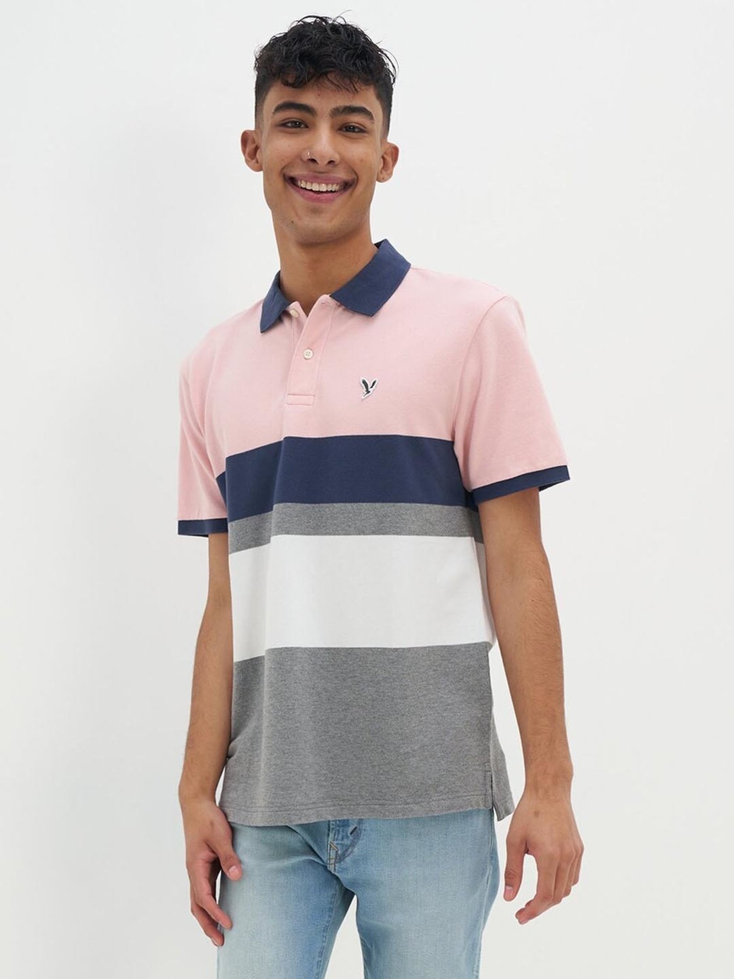 American Eagle Outfitters Multi Regular Fit Striped Polo T-Shirt