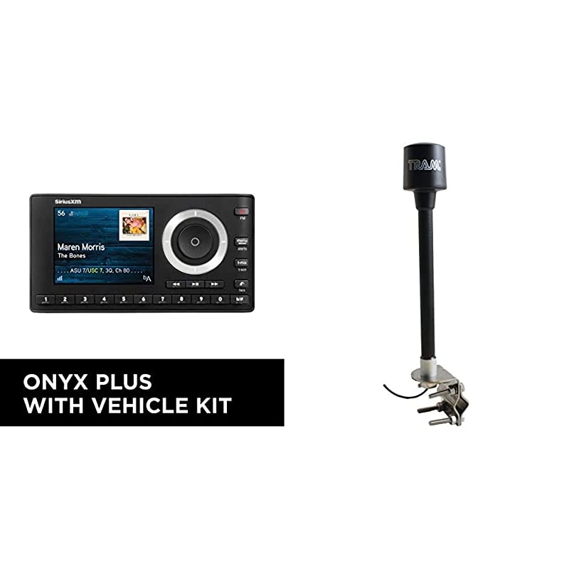 SXPL1V1 Onyx Plus Satellite Radio with Vehicle Kit with Free 3 Months Satellite and Streaming Service Onyx Plus with Vehicle Kit Bundle with Tram 7743 Satellite Radio MirrorMount Antenna