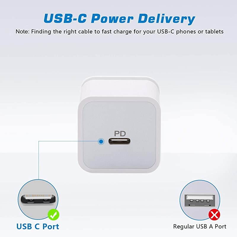 USB C Charger 2Pack 18W PD Type C Power Delivery 30 Fast Wall Charger Block Compatible with iPhone 11ProMaxXRXSX8SE2 iPad Pro Galaxy S10S9S8Note 98 Pixel 432XL AirPods Pro
